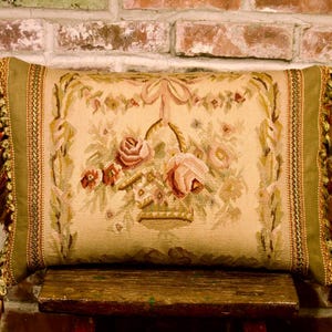 Ręcznie robiona poduszka Aubusson (poszewka) - Poduszka z wzorem gobelinu antycznego (poszewka)