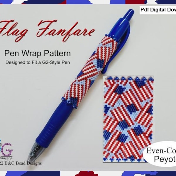 FLAG FANFARE Peyote Pen Wrap Pattern – pdf Digital Download