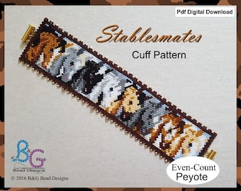 STABLEMATES Peyote Cuff Bracelet Pattern - pdf Digital Download