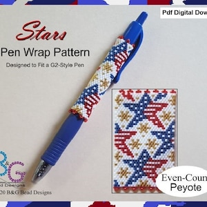 STARS Peyote Pen Wrap Pattern - pdf Digital Download