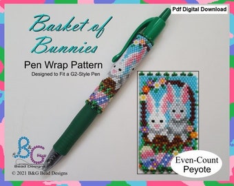 CESTA DE CONEJITOS Patrón de envoltura de pluma de peyote – pdf Descarga digital