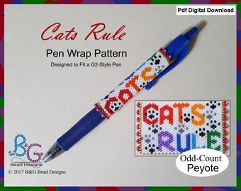 CATS RULE Peyote Pen Wrap Pattern - pdf Digital Download