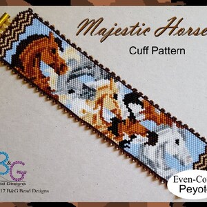 MAJESTIC HORSES Peyote Cuff Bracelet Pattern