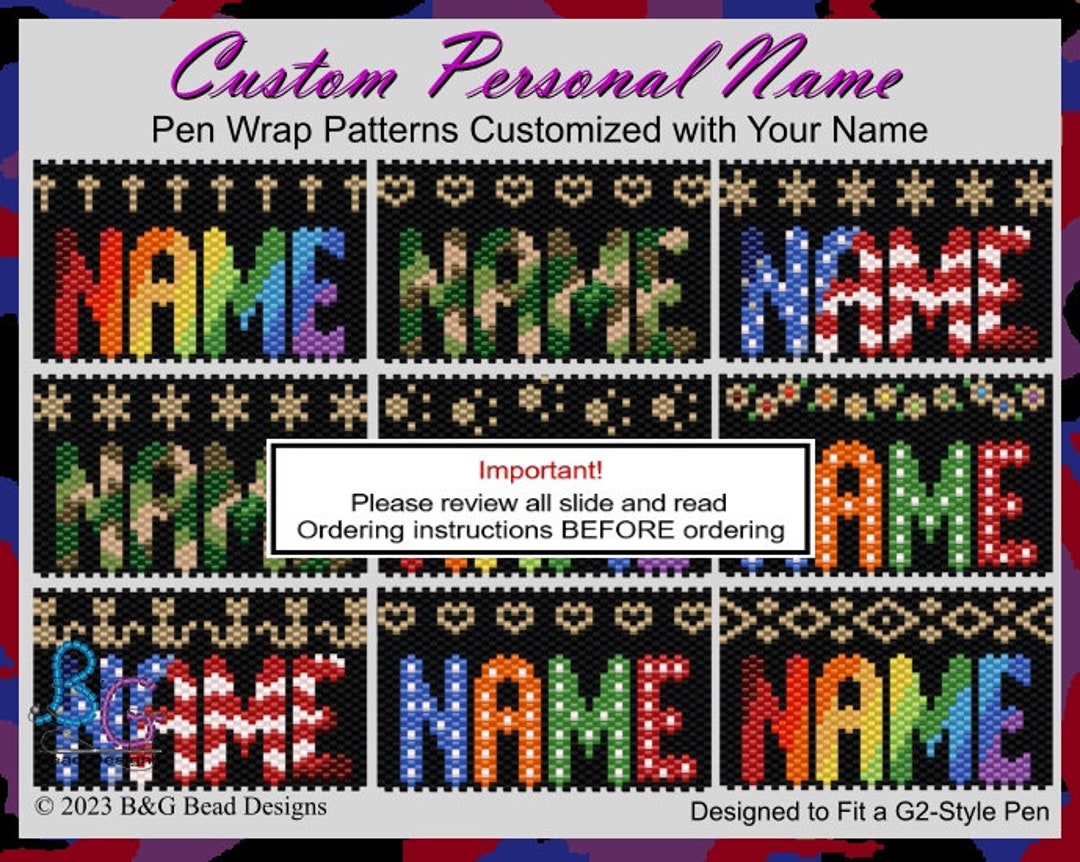 Personalized Name Pattern CUSTOM PERSONAL NAME Pen Wrap Pattern - Etsy