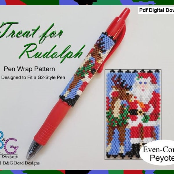 TREAT FOR RUDOLPH Peyote Pen Wrap Pattern – pdf Digital Download