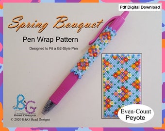 SPRING BOUQUET Peyote Pen Wrap Pattern - pdf Digital Download