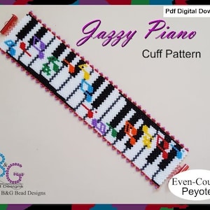 JAZZY PIANO Peyote Cuff Bracelet Pattern - pdf Digital Download