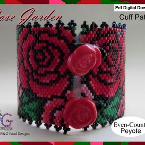 ROSE GARDEN Peyote Cuff Bracelet Pattern pdf Digital Download image 2