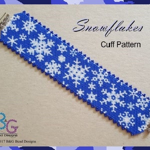 SNOWFLAKES Peyote Bracelet Cuff Pattern