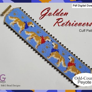 GOLDEN RETRIEVERS Peyote Cuff Bracelet Pattern – pdf Digital Download