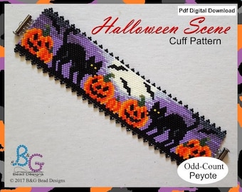 HALLOWEEN SZENE Peyote Armband Manschettenmuster