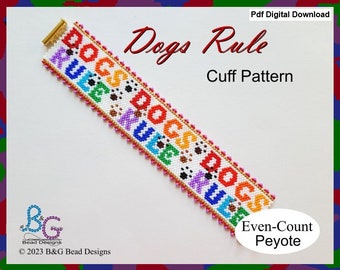 DOGS RULE Peyote Manchetarmbandpatroon – pdf digitale download