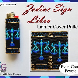 ZODIAC SIGN - LIBRA Peyote Lighter Cover Pattern