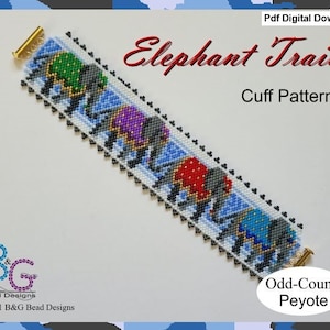 ELEPHANT TRAIN Peyote Cuff Bracelet Pattern – pdf Digital Download