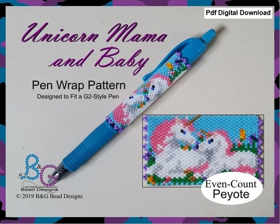 UNICORN MAMA and BABY Peyote Pen Wrap Pattern Pdf Digital - Etsy
