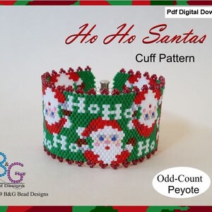 HO HO SANTAS Peyote Cuff Bracelet Pattern Pdf Digital Download - Etsy