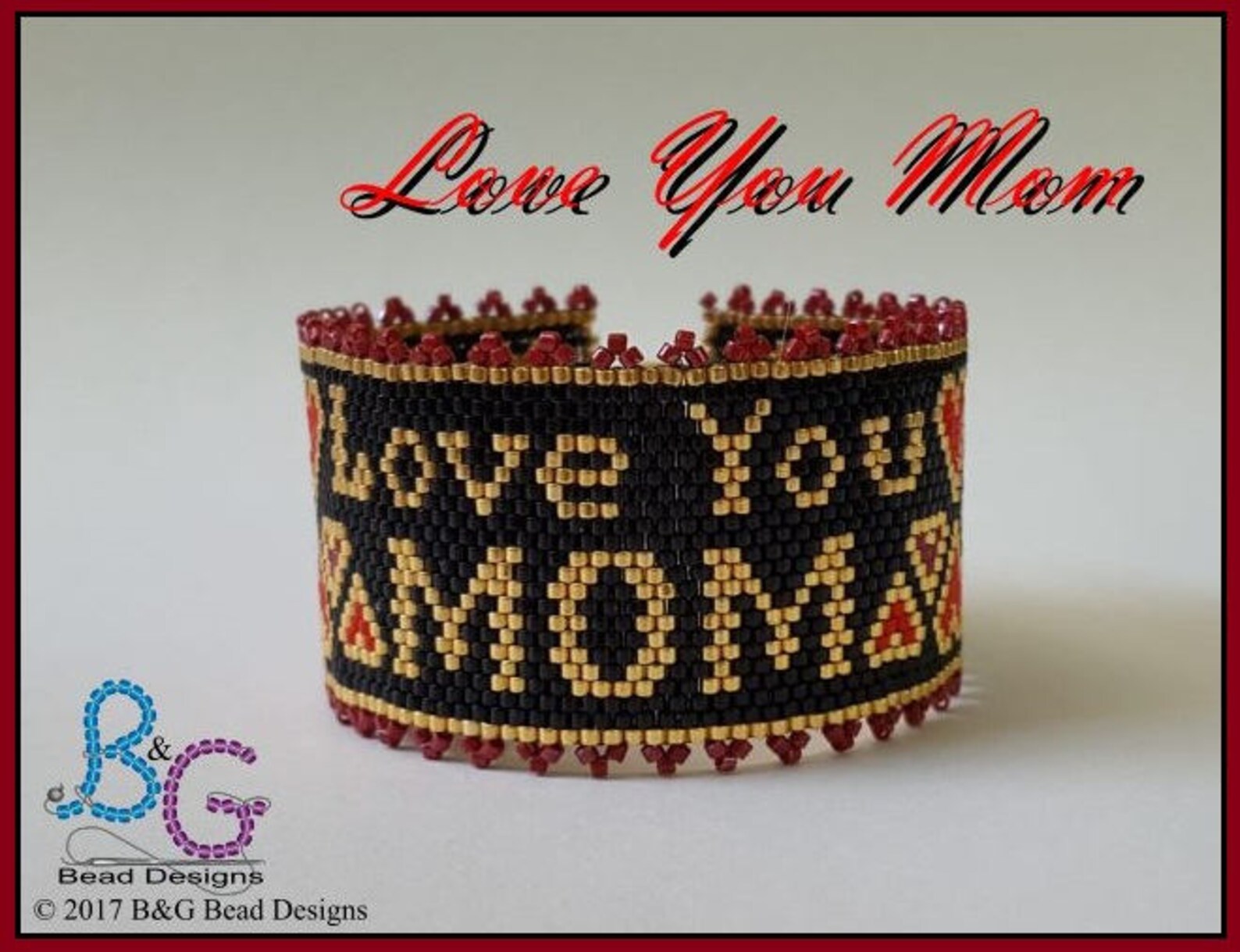 LOVE YOU MOM Peyote Cuff Bracelet Pattern - Etsy