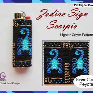ZODIAC SIGN - SCORPIO Peyote Lighter Cover Pattern – pdf Digital Download