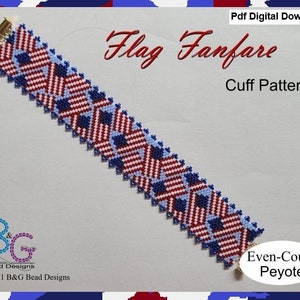 FLAG FANFARE Peyote Cuff Bracelet Pattern – pdf Digital Download