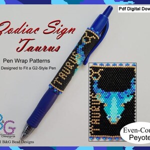 ZODIAC SIGN – TAURUS Peyote Pen Wrap Pattern – pdf Digital Download