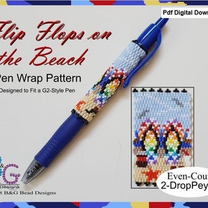 FLIP FLOPS on the BEACH Peyote Pen Wrap Pattern - pdf Digital Download