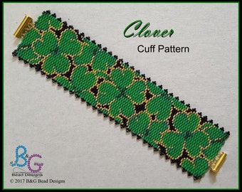 CLOVER Peyote Cuff Bracelet Pattern