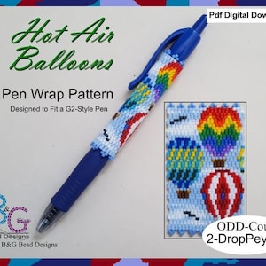 HOT AIR BALLOONS Peyote Pen Wrap Pattern - pdf Digital Download