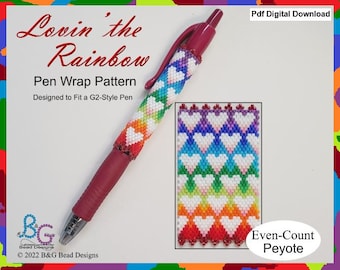 LOVIN’ THE RAINBOW Peyote Pen Wrap Pattern – pdf Digital Download