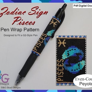 ZODIAC SIGN - PISCES Peyote Pen Wrap Pattern – pdf Digital Download