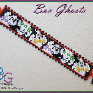 BOO GHOSTS Peyote Cuff Bracelet Pattern