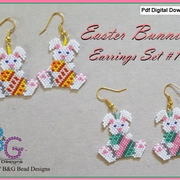 EASTER BUNNIES EARRINGS Peyote Pattern - pdf Digital Download