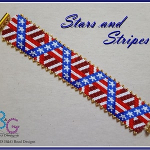 STARS AND STRIPES Peyote Cuff Bracelet Pattern