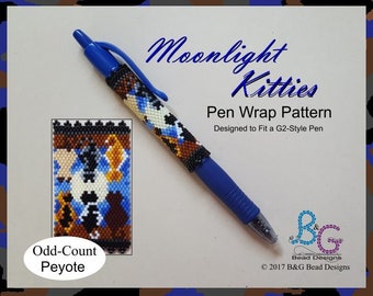 MOONLIGHT KITTIES Peyote Pen Wrap Pattern