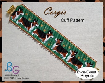 CORGIS Peyote Cuff Bracelet Pattern