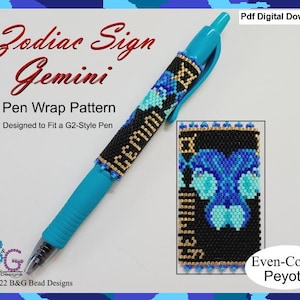 ZODIAC SIGN – GEMINI Peyote Pen Wrap Pattern – pdf Digital Download
