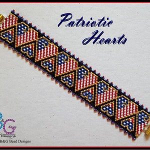 PATRIOTIC HEARTS Peyote Cuff Bracelet Pattern