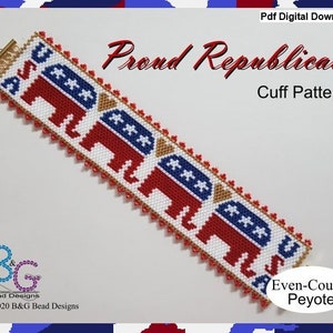 PROUND REPUBLICAN Peyote Cuff Bracelet Pattern – pdf Digital Download