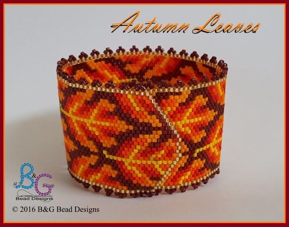 Autumn Leaves Peyote Cuff Bracelet Pattern - 