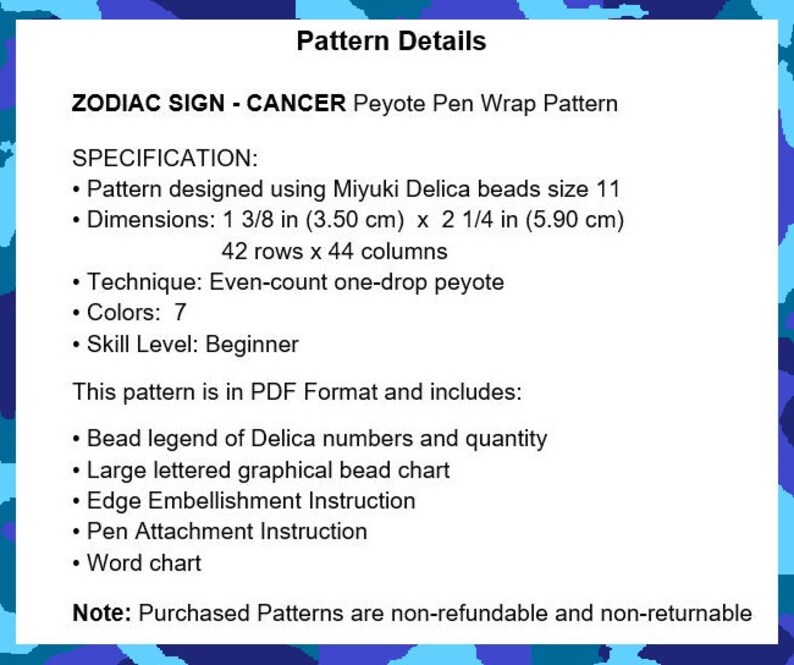 ZODIAC SIGN - CANCER Peyote Pen Wrap Pattern – Pdf Digital Download - Etsy