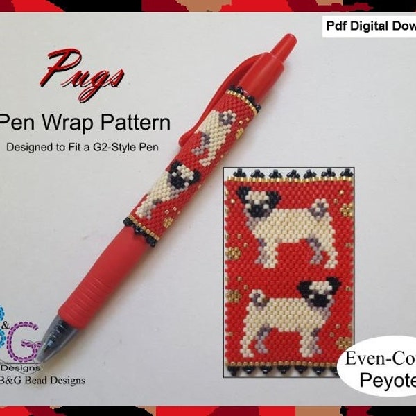 PUGS Peyote Pen Wrap Pattern - pdf Digital Download