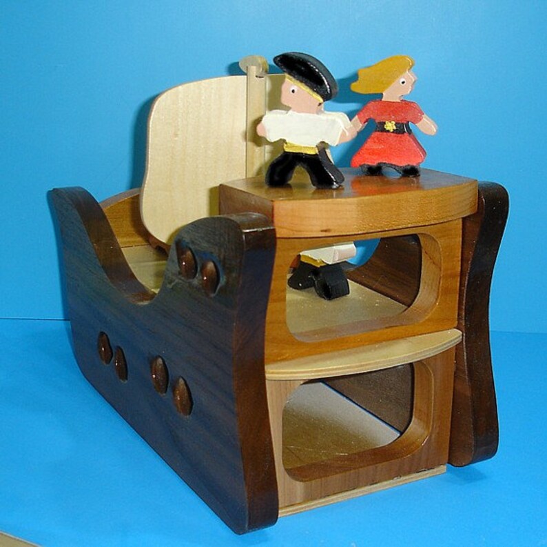 Ready To Ship Wooden Toy Pirate Ship Play Set Eco Friendly image 3