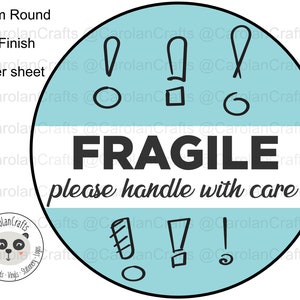 Stickers 48x Round 45mm (2 sheets) 'Fragile please handle with care' parcel postage Stickers - Small Business Stationery Labels