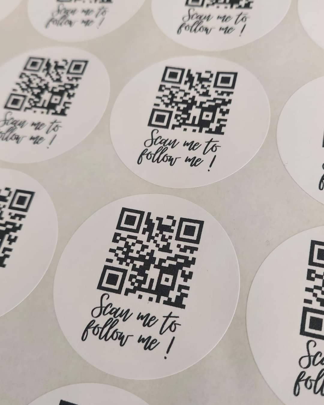 48x Round 45mm (2 Sheets) QR Code 'scan Me to Follow Me' (personalised ...