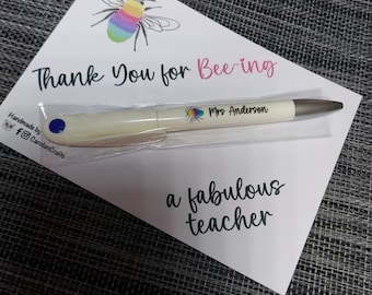 Personalised Name Pen Gift - thank you for bee-ing fabulous - teacher friend colleague mentor