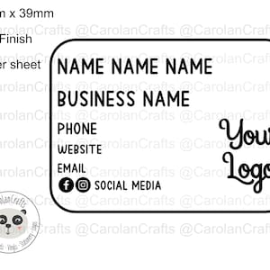 May include: Black and white business card template with rounded corners. The template includes space for a name, business name, phone number, website, email, and social media information. The card also features a placeholder for a logo with the text "Your Logo".