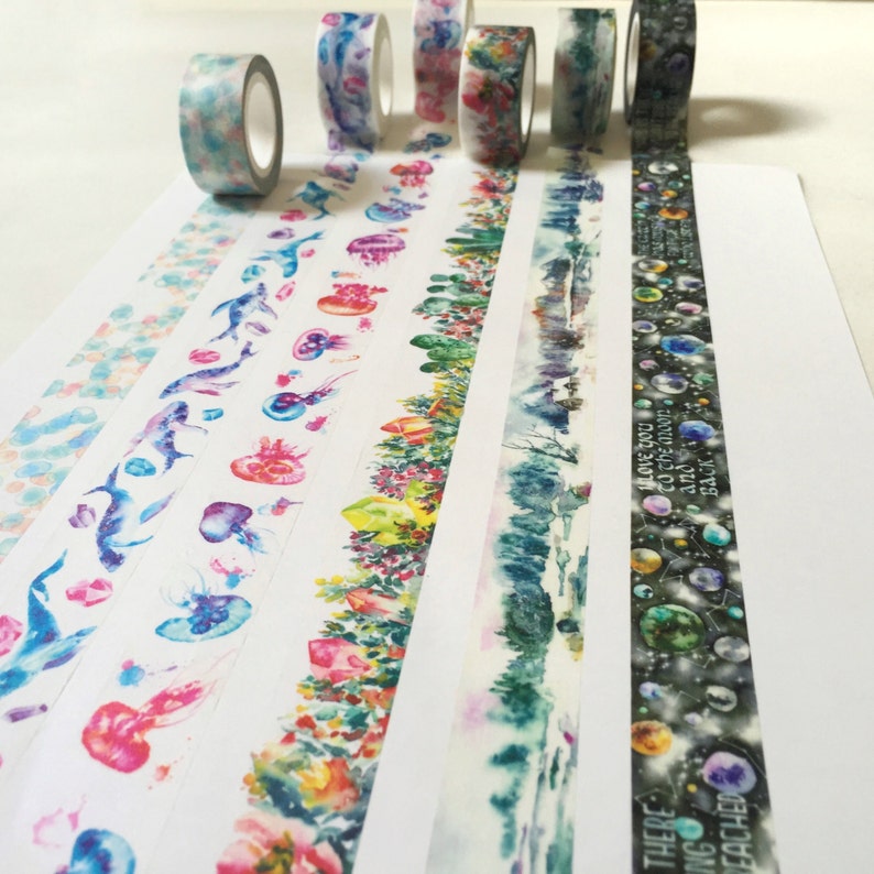 Watercolor Painting Original Washi Tape by Untamed Little Etsy