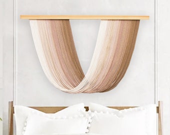 Large Dip Dye Macrame Wall Hanging, Ombre Macrame Wall Hanging, Fiber Art, Neutral Macrame Wall Hanging, Neutral Ombre Macrame Headboard