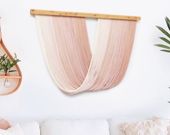 Dip Dye Macrame Wall Hanging, Macrame Headboard, Ombre Wall Hanging, Fiber Art, Blush Pink Dip Dye Wall Hanging, Pink Macrame Wall Hanging