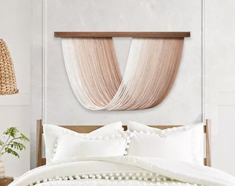 Dip Dye Macrame Wall Hanging, Macrame Headboard, Ombre Wall Hanging, Fiber Art, Beige Dip Dye Wall Hanging, Neutral Macrame Wall Hanging