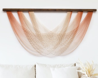 Dip Dye Macrame Wall Hanging, Fiber Art Wall Hanging, Macrame Headboard, Large Macrame Wall Hanging, Orange Macrame Wall Hanging